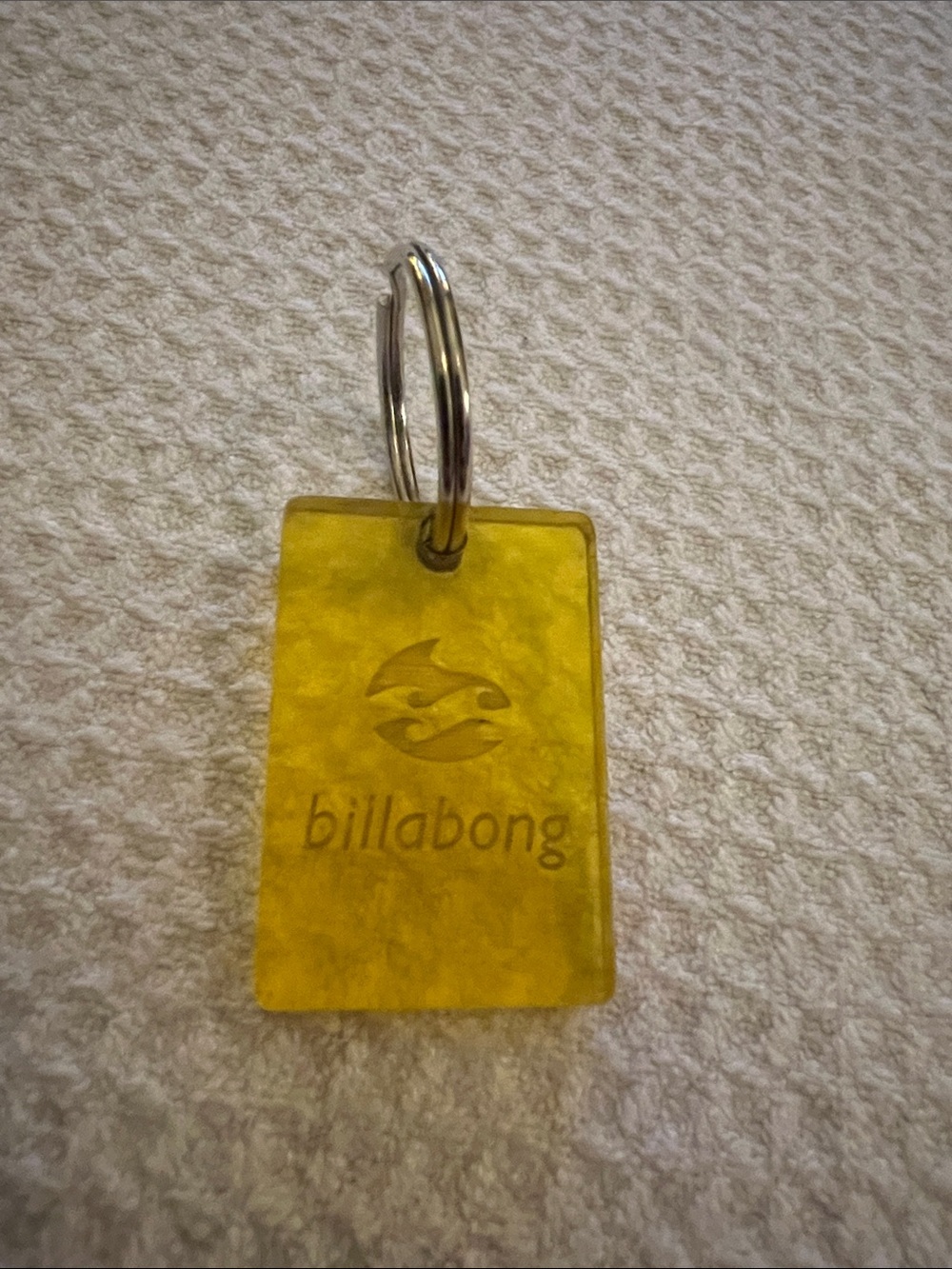 Billabong Yellow Acrylic Logo Keyring with Metal Split Ring